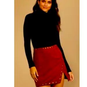 New Brown suede studded mini skirt